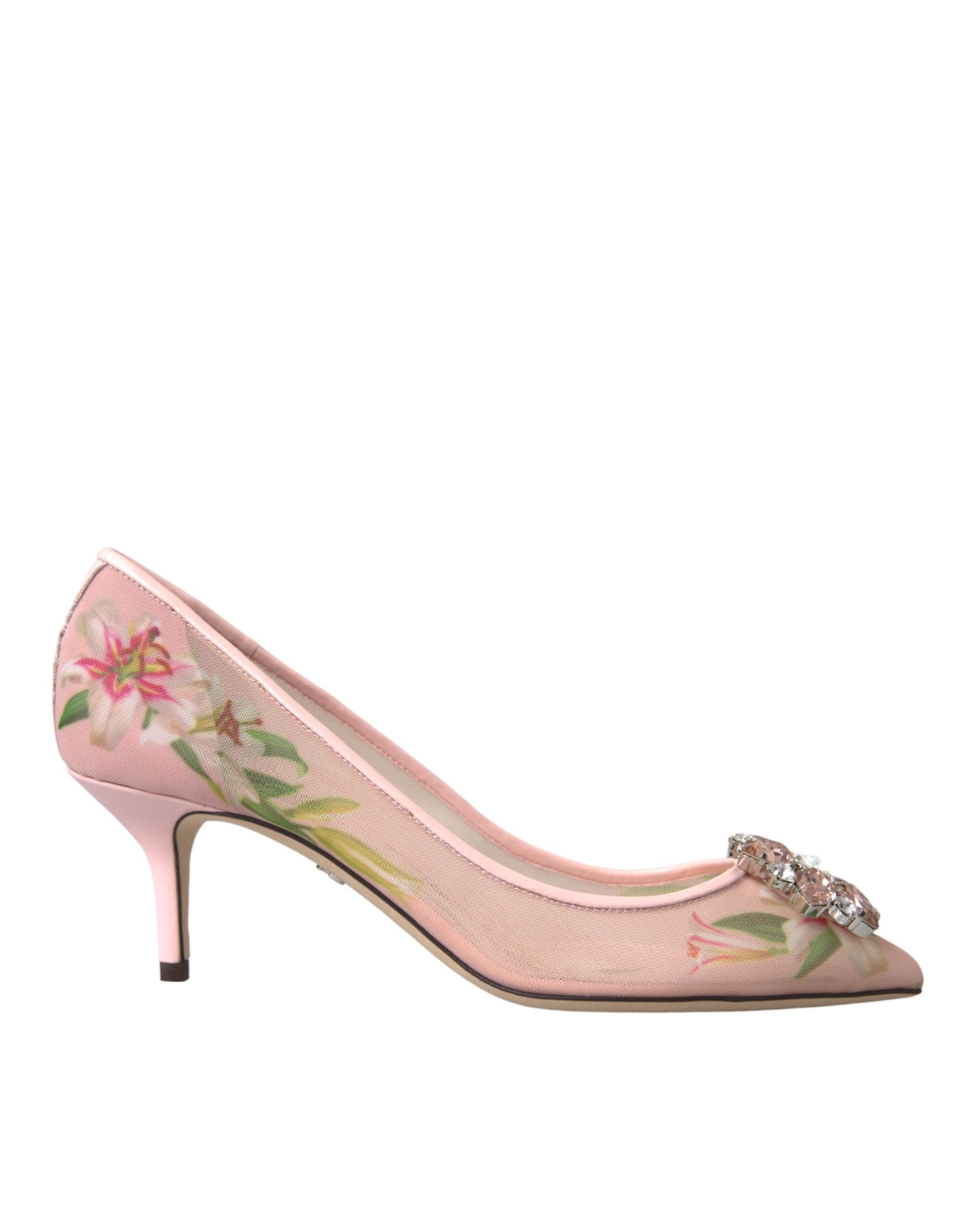 Dolce & Gabbana Pink Floral Crystal Bellucci Pumps Shoes