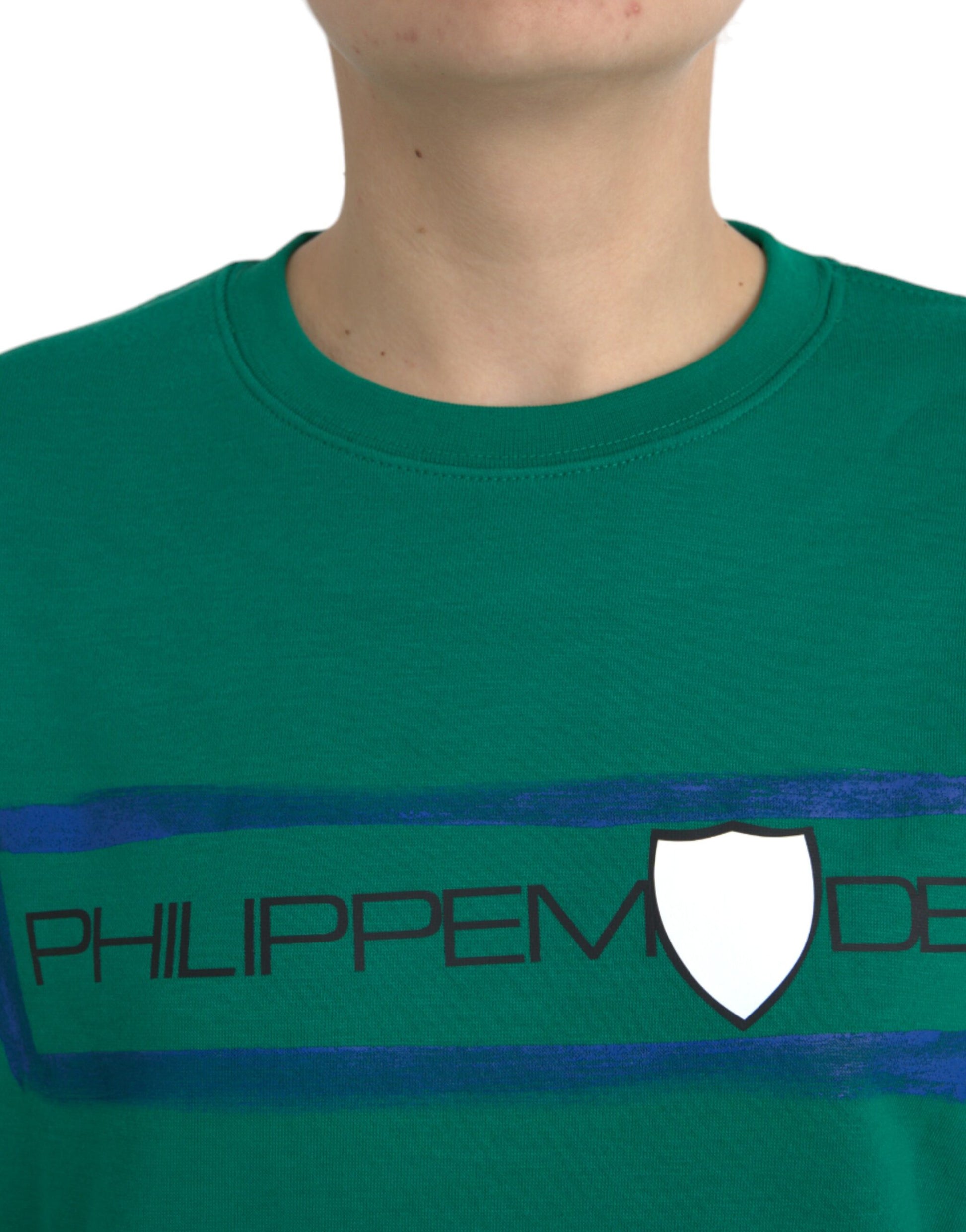 Philippe Model Green Cotton Logo Print Long Sleeves Pullover Sweater