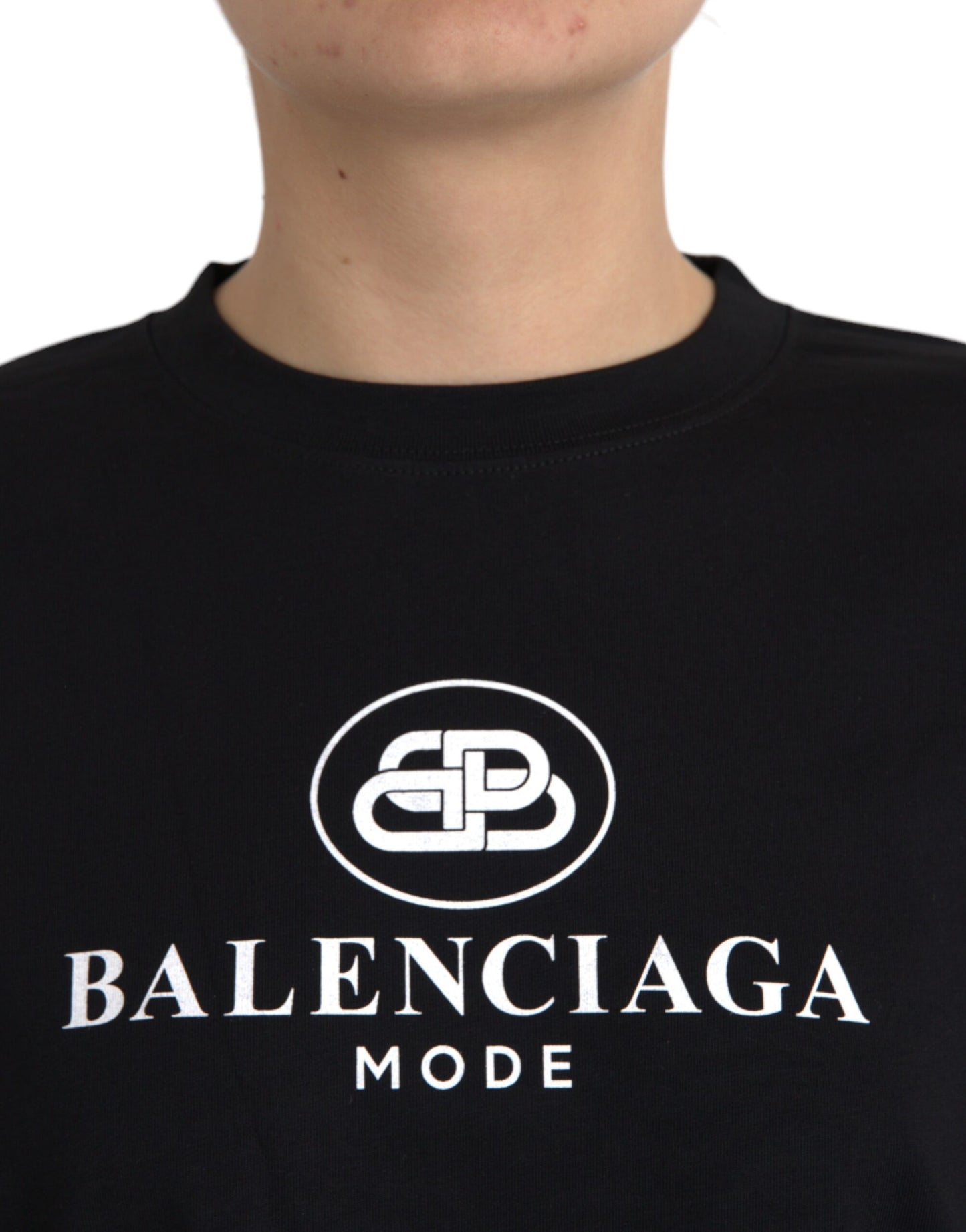 Balenciaga Black Cotton Logo Crew Neck Short Sleeves T-shirt