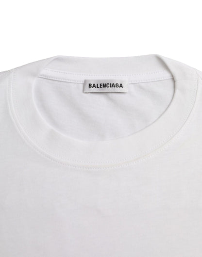 Balenciaga White Cotton Crew Neck Short Sleeves T-shirt