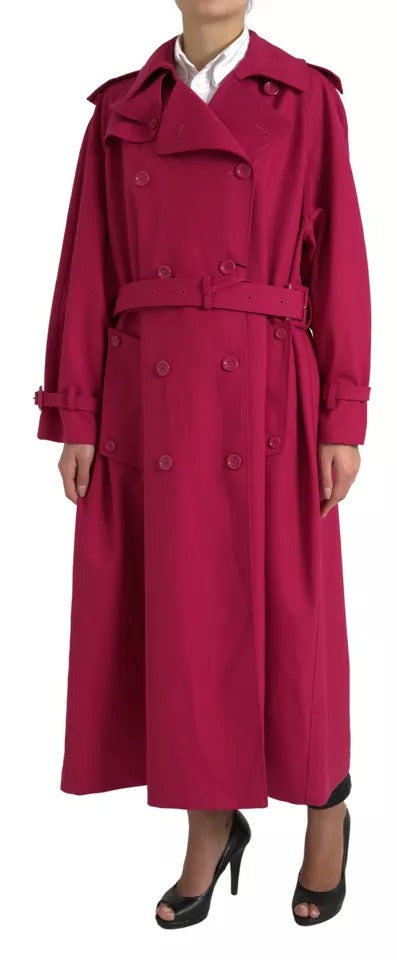 Dolce & Gabbana Dark Pink Double Breasted Trench Coat Jacket