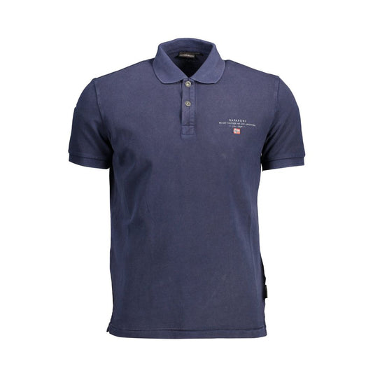 Napapijri Sophisticated Blue Cotton Polo with Embroidery