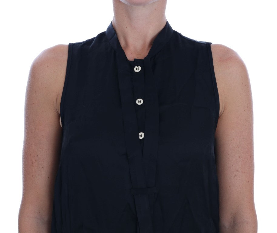 Versace Jeans Chic Sleeveless Black Shirt Blouse