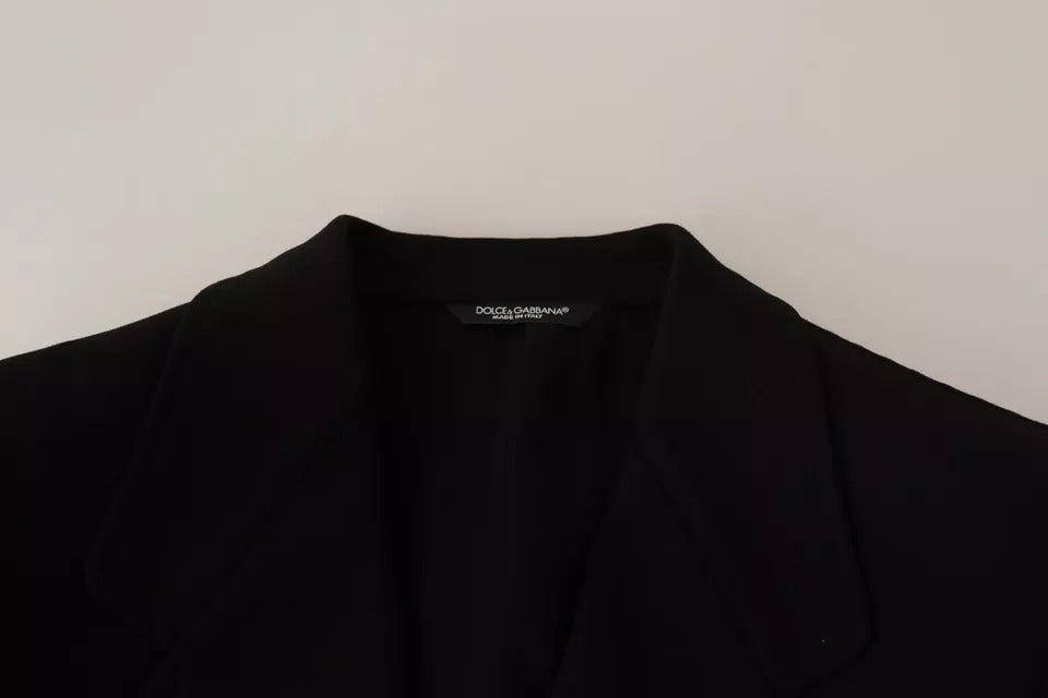 Dolce & Gabbana Black Wool Slim Fit Coat Jacket Blazer