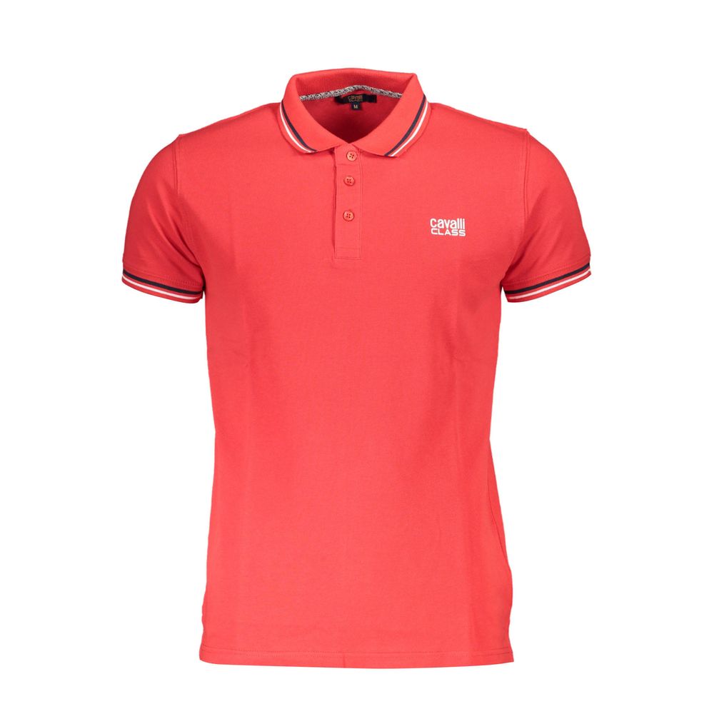 Cavalli Class Red Cotton Polo Shirt