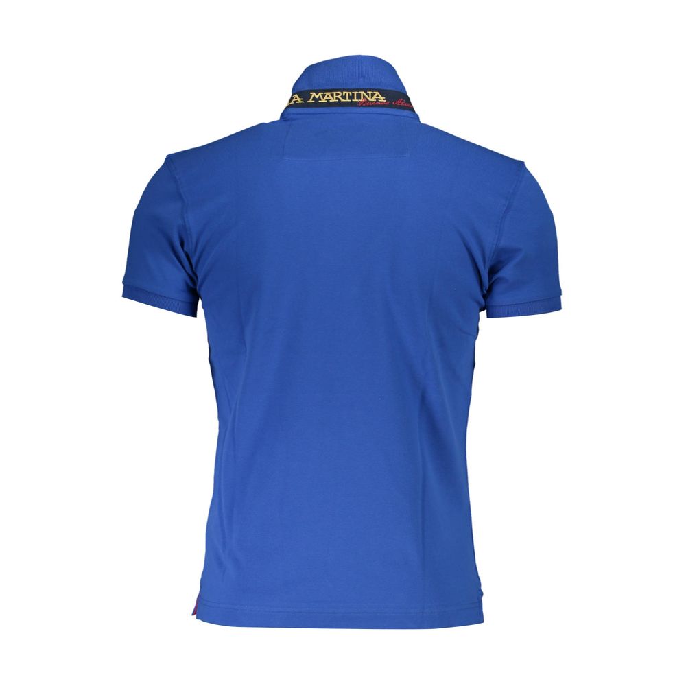 La Martina Blue Cotton Men Polo Shirt