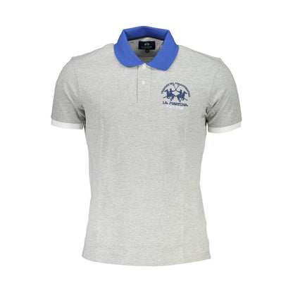 La Martina Gray Cotton Men Polo Shirt