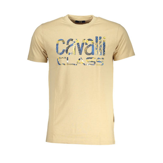 Cavalli Class Beige Cotton T-Shirt