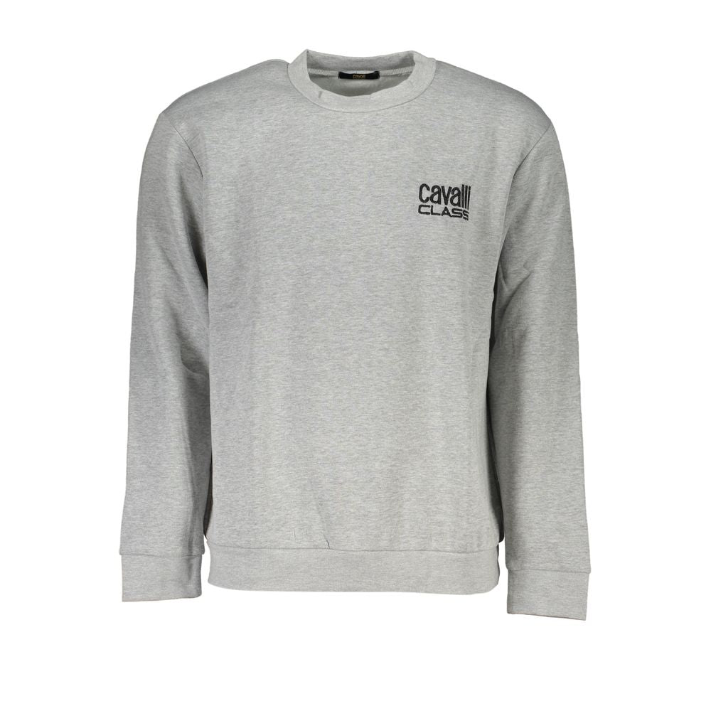 Cavalli Class Chic Gray Embroidered Sweatshirt