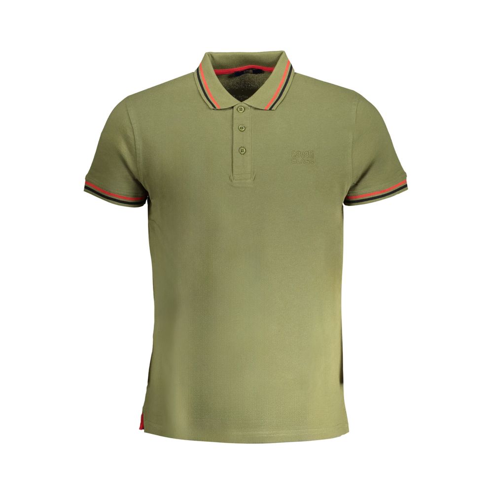 Cavalli Class Green Cotton Polo Shirt