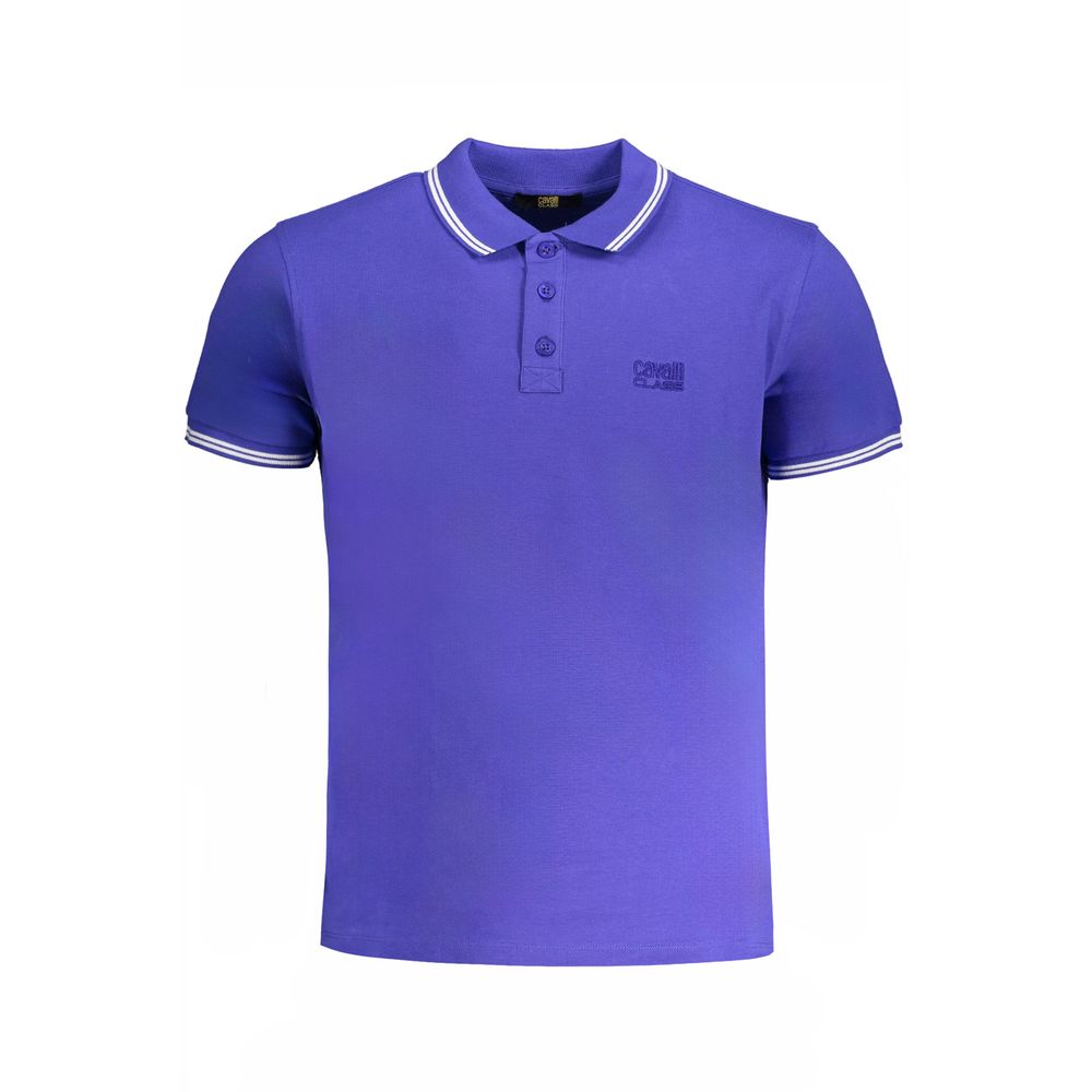 Cavalli Class Blue Cotton Polo Shirt