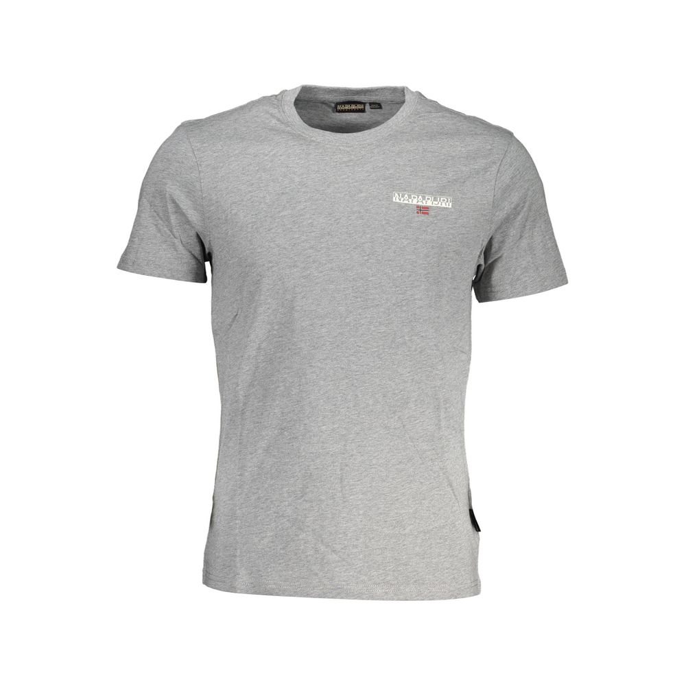 Napapijri Classic Gray Cotton Tee with Signature Print