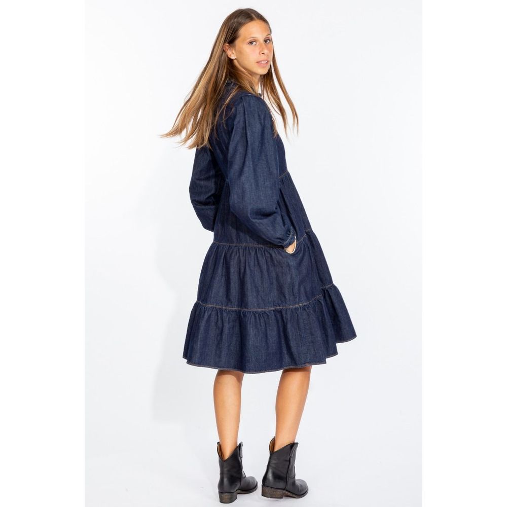 Love Moschino Elegant Dark Blue Denim Flare Dress