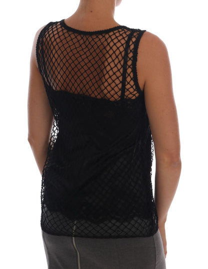 Dolce & Gabbana Elegant Black Lace Sleeveless Cami Blouse