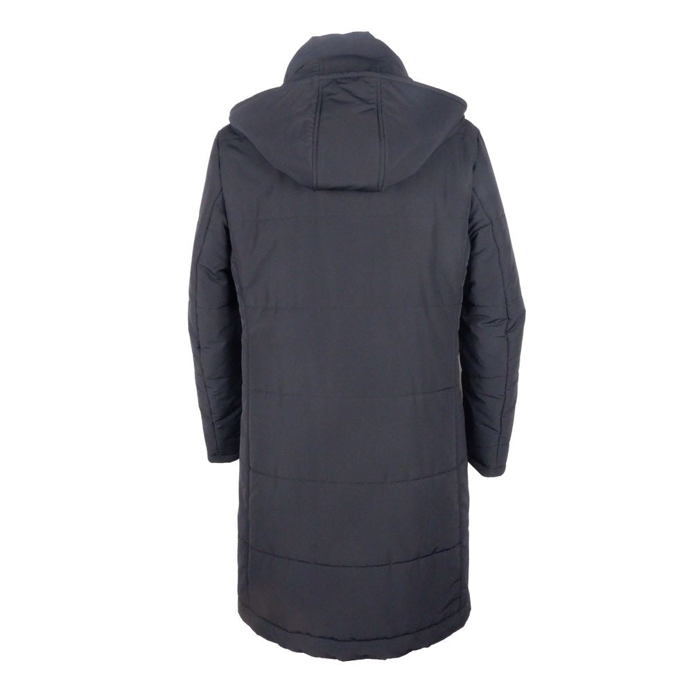 Made in Italy Black Wool Men Raincoat