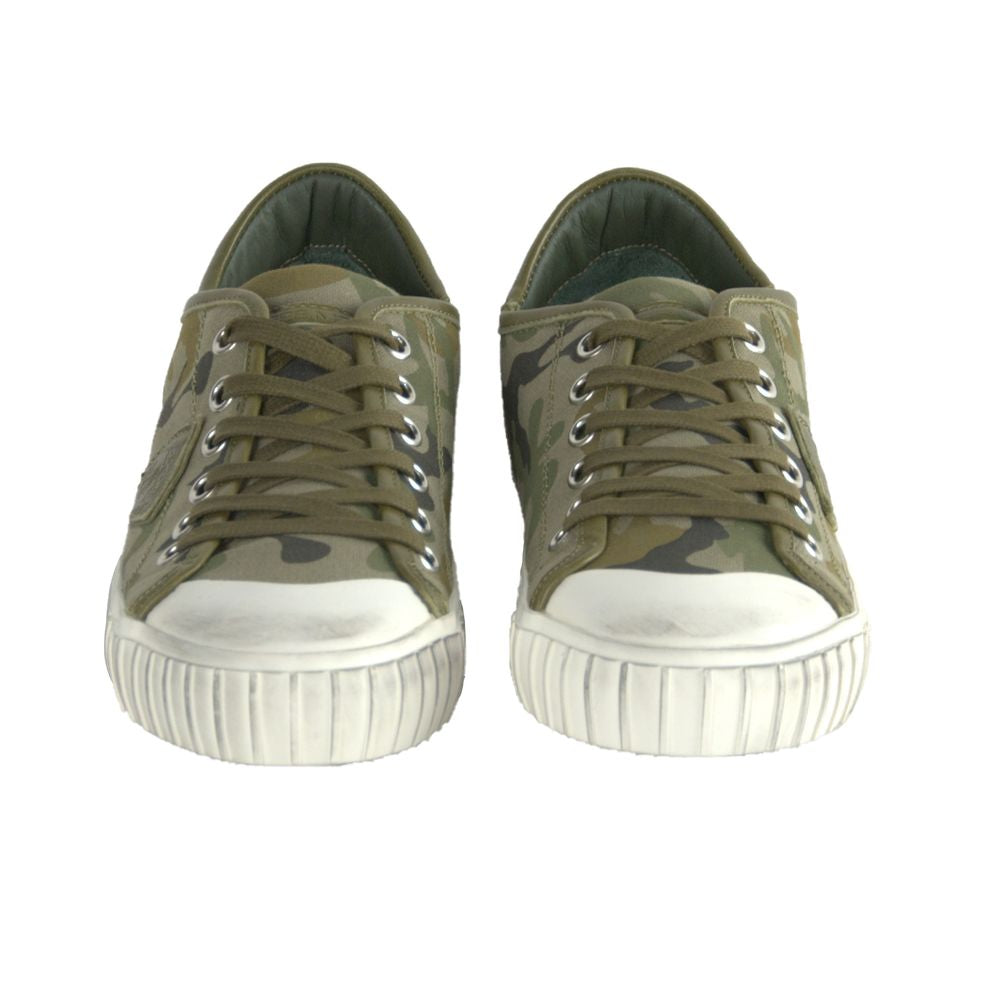 Philippe Model Gare L U Bandes Camou Vert Leather Sneakers