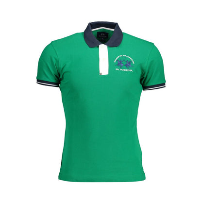 La Martina Green Cotton Men Polo Shirt