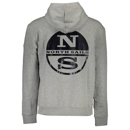 North Sails Chic Gray Hooded Sweatshirt with Print