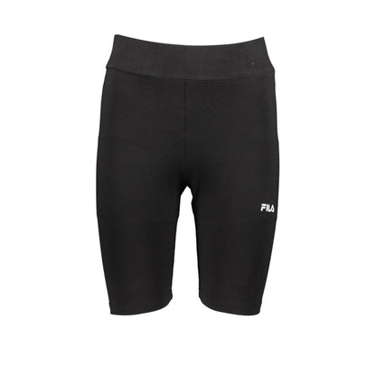 Fila Chic Black Cotton Short Leggings with Logo Embroidery