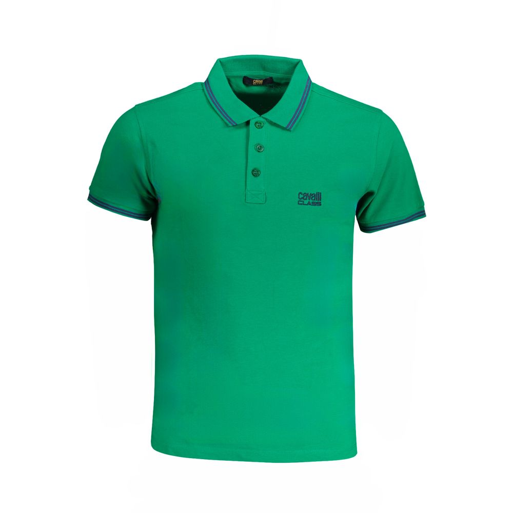 Cavalli Class Green Cotton Polo Shirt