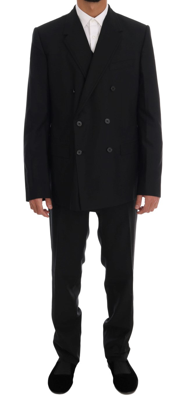 Dolce & Gabbana Elegant Black Wool Three-Piece Suit