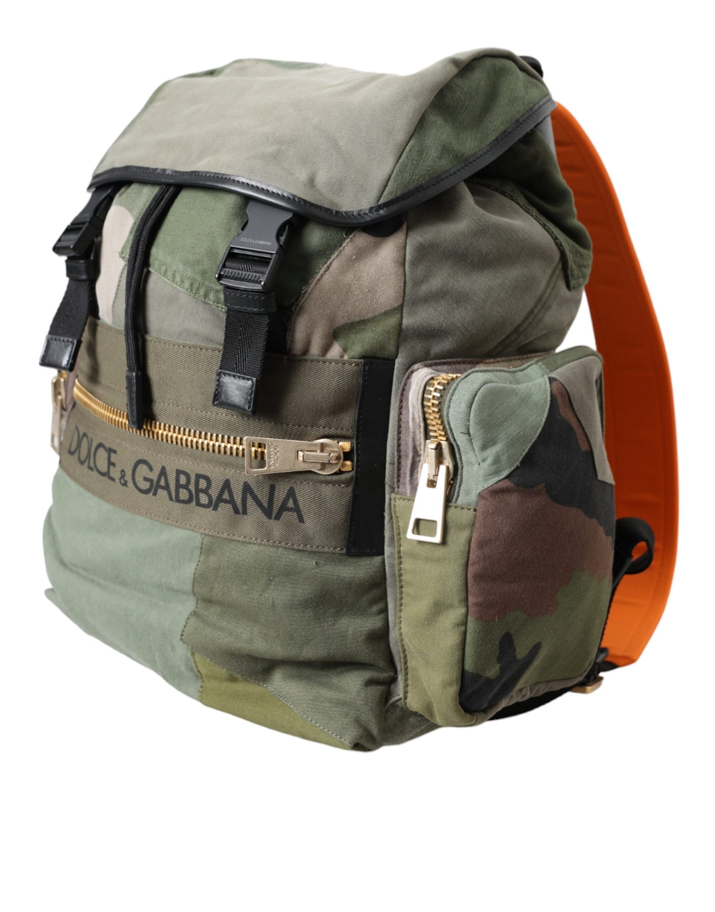 Dolce & Gabbana Military Green Patchwork Rucksack Backpack Bag