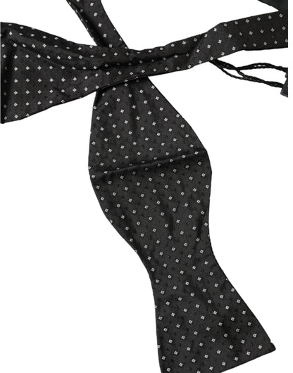 Dolce & Gabbana Black Silk Polka Dot Slim Skinny Necktie Men Bow Tie