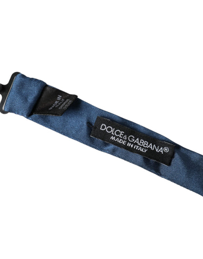 Dolce & Gabbana Blue Satin Silk Adjustable Neck Men Bow Tie