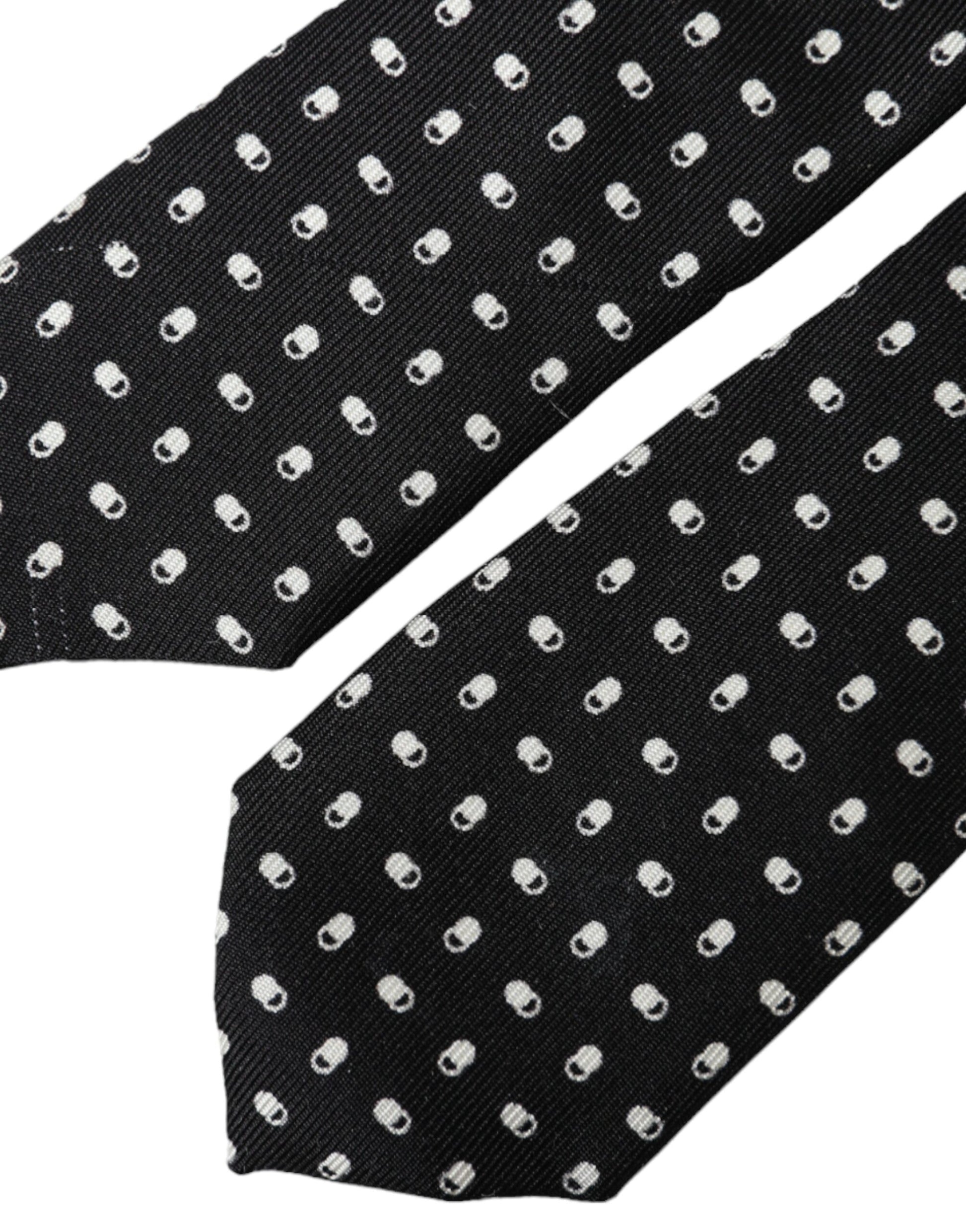 Dolce & Gabbana Black Patterned 100%Silk Adjustable Tie