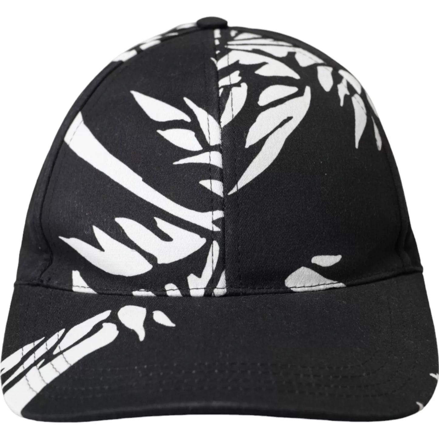 Dolce & Gabbana Black Cotton Leaf Print Baseball Hat