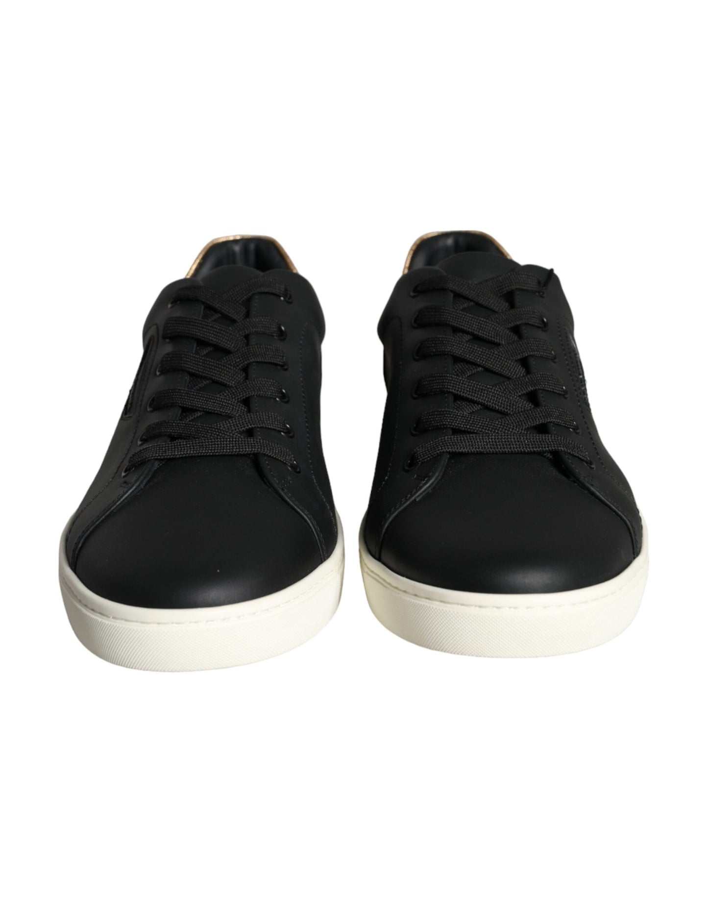 Dolce & Gabbana Black Leather Portofino Low Top Sneakers Shoes