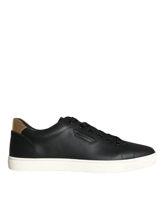 Dolce & Gabbana Black Leather Portofino Low Top Sneakers Shoes