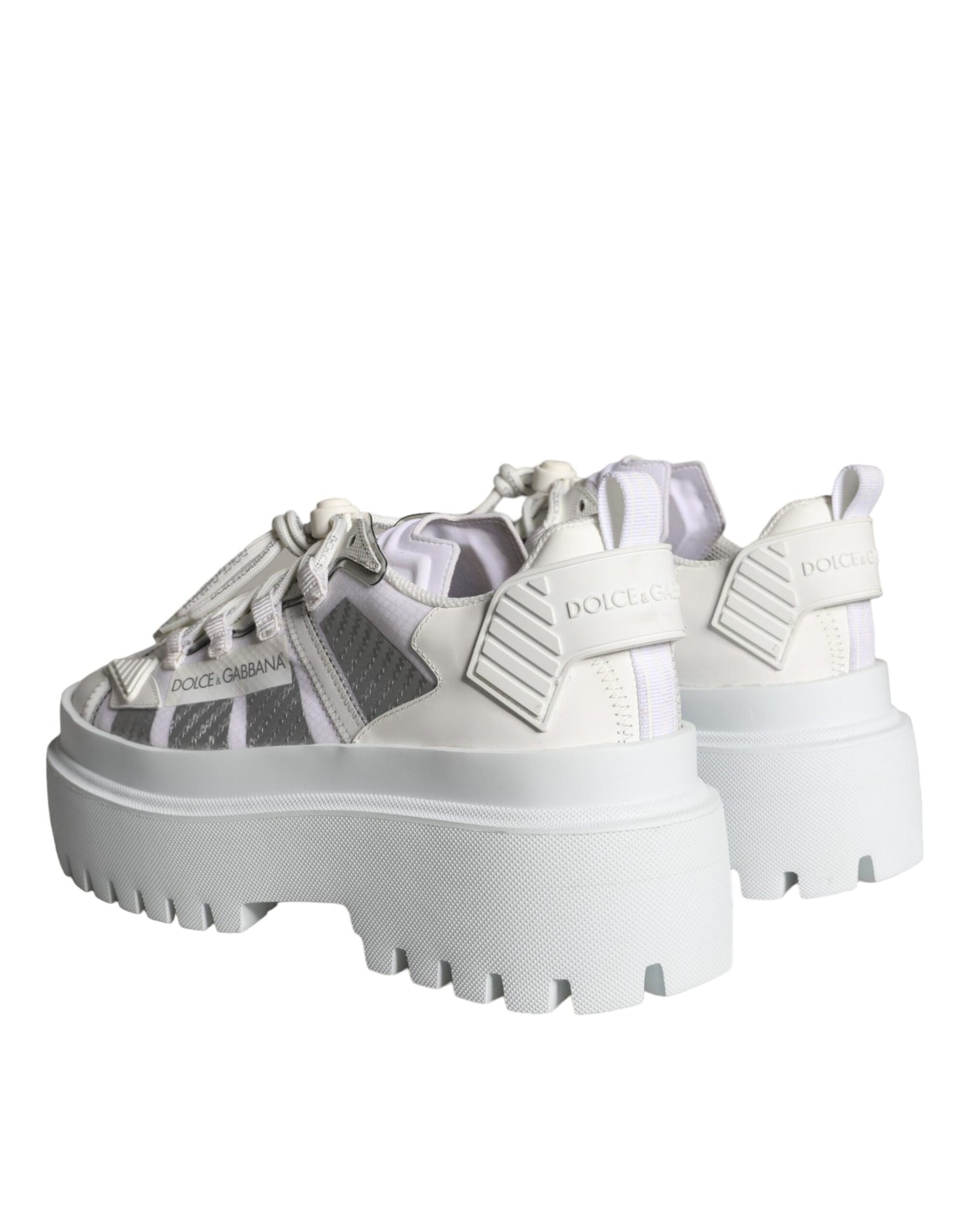 Dolce & Gabbana White Silver Chunky Platform Sneakers Shoes