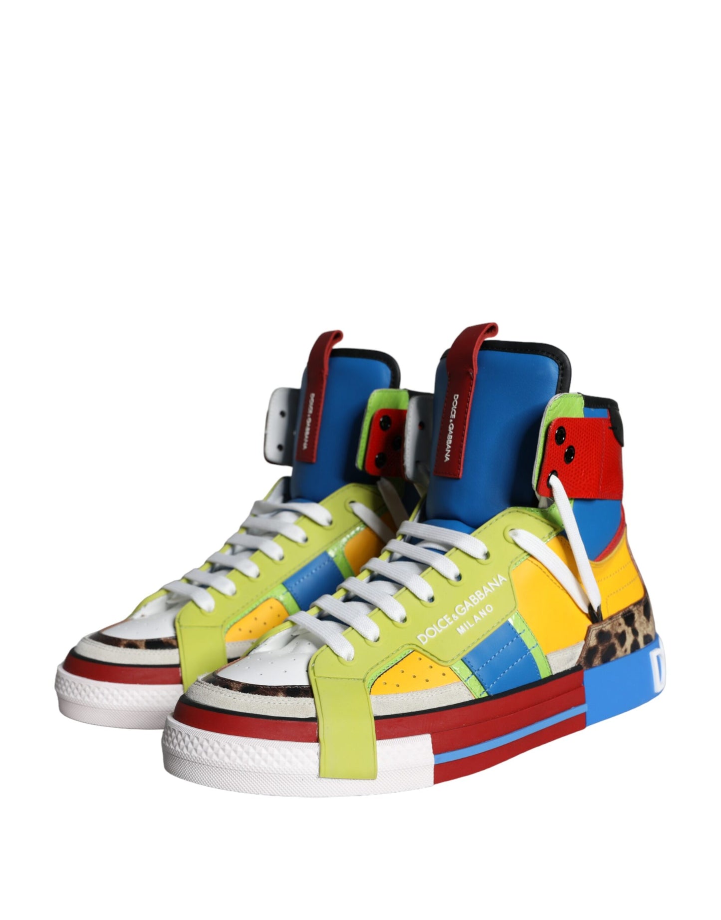 Dolce & Gabbana Multicolor Leather High Top Sneakers Shoes