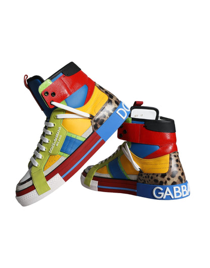 Dolce & Gabbana Multicolor Leather High Top Sneakers Shoes