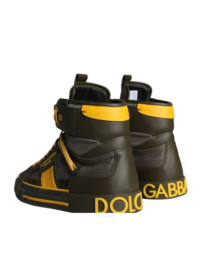 Dolce & Gabbana Army Green Lace Up High Top Sneakers Shoes