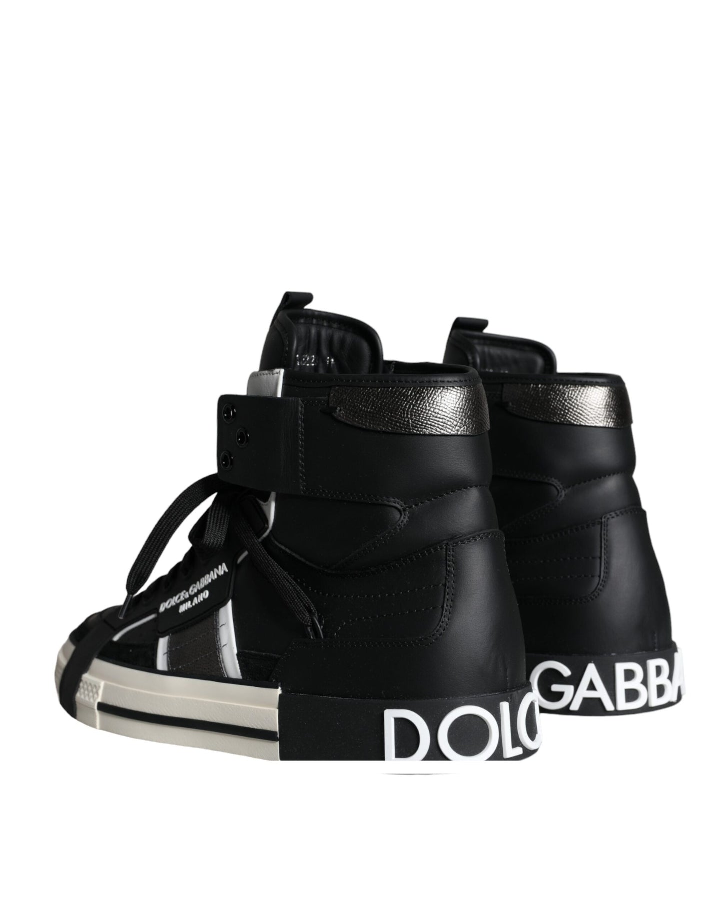 Dolce & Gabbana Black White Lace Up High Top Sneakers Shoes