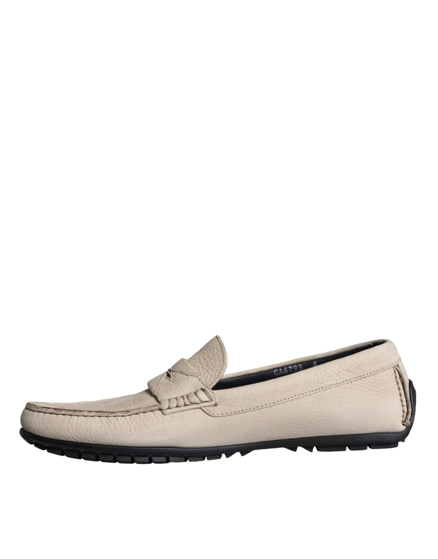 Dolce & Gabbana Beige Leather Slip Mocassin Loafers Men Shoes