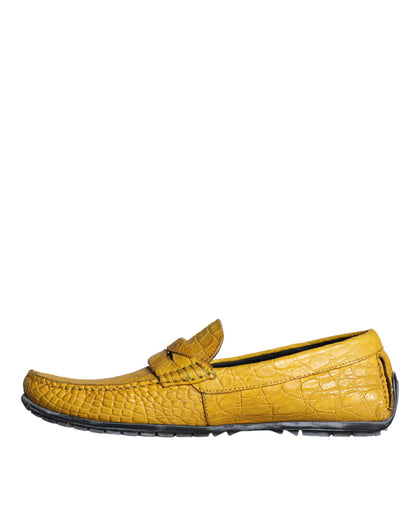 Dolce & Gabbana Yellow Leather Slip Mocassin Loafers Shoes