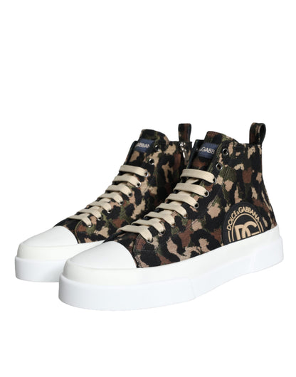 Dolce & Gabbana Multicolor Camouflage High Top Sneaker Shoes