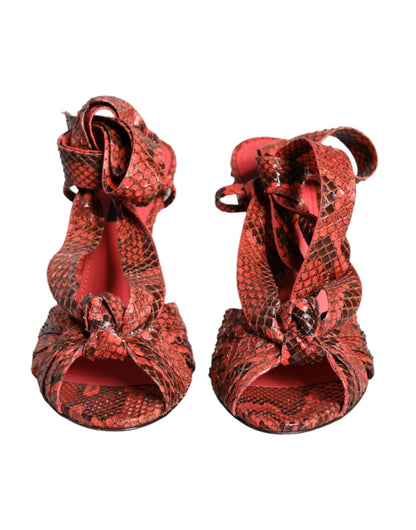 Dolce & Gabbana Coral Exotic Leather Heels Sandals Shoes