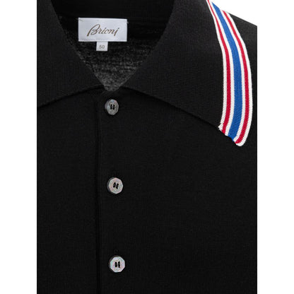 Brioni Black Wool Polo Shirt