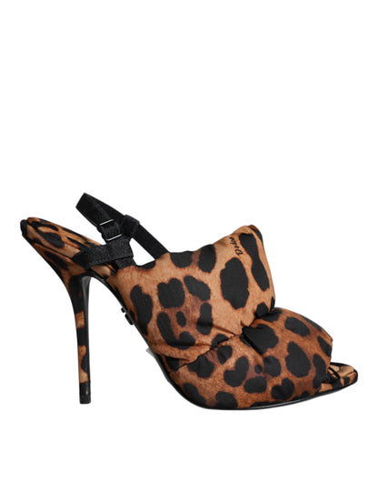 Dolce & Gabbana Brown Leopard Keira Slingback Sandals Shoes