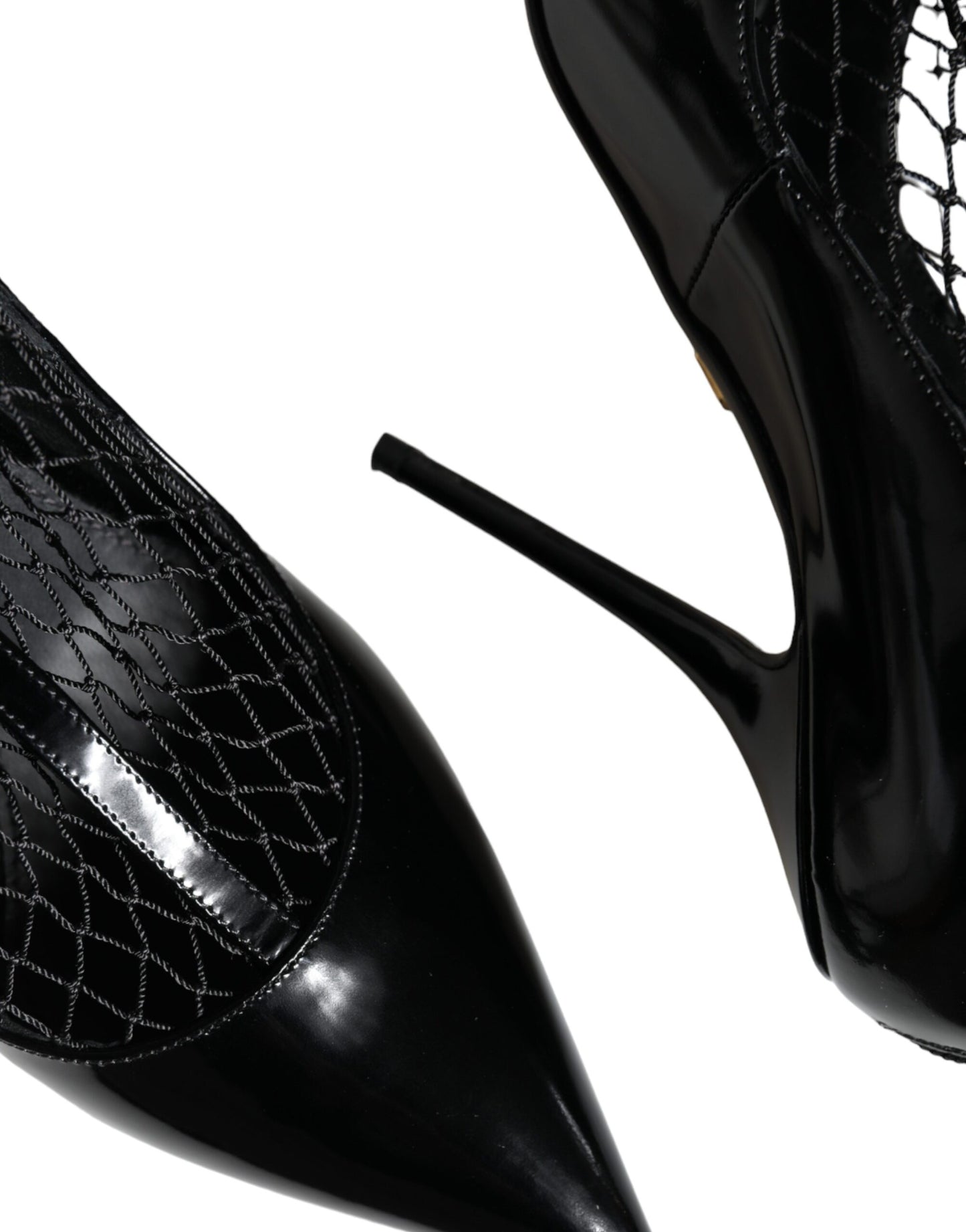 Dolce & Gabbana Black Mesh Patent Leather Heels Pumps Shoes