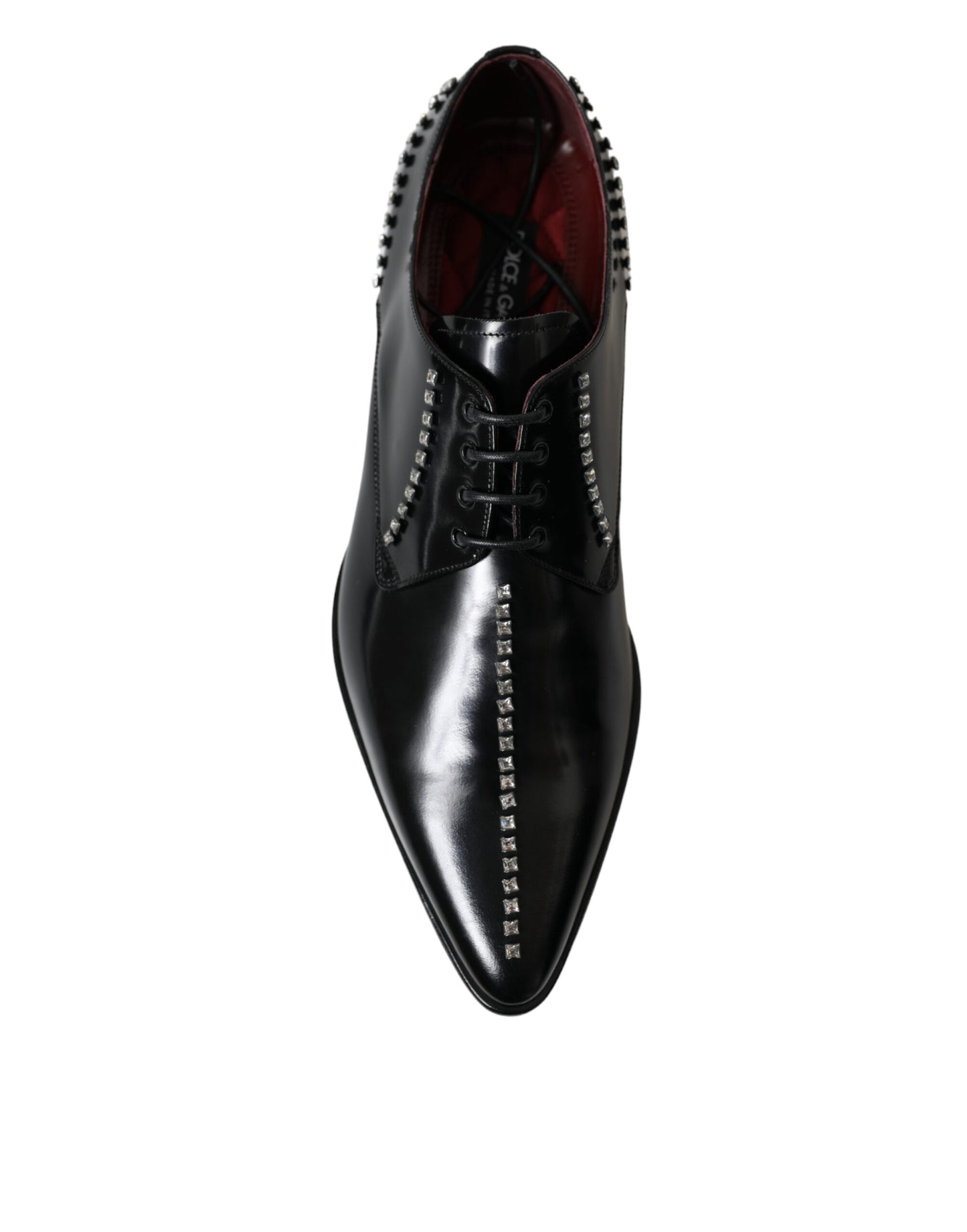 Dolce & Gabbana Black Leather Crystal Dress Formal Shoes