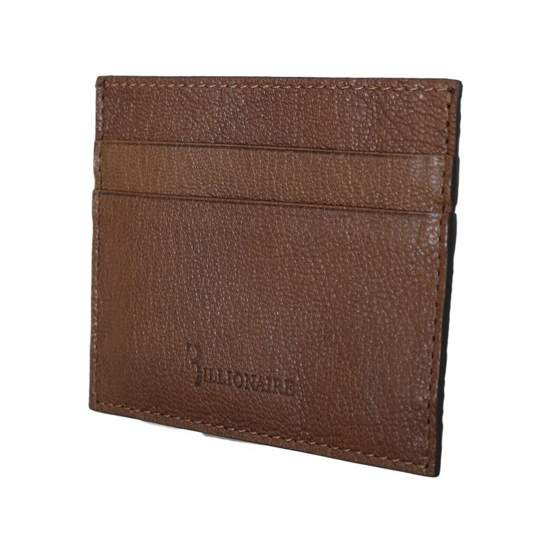 Billionaire Italian Couture Elegant Leather Men's Wallet in Brown