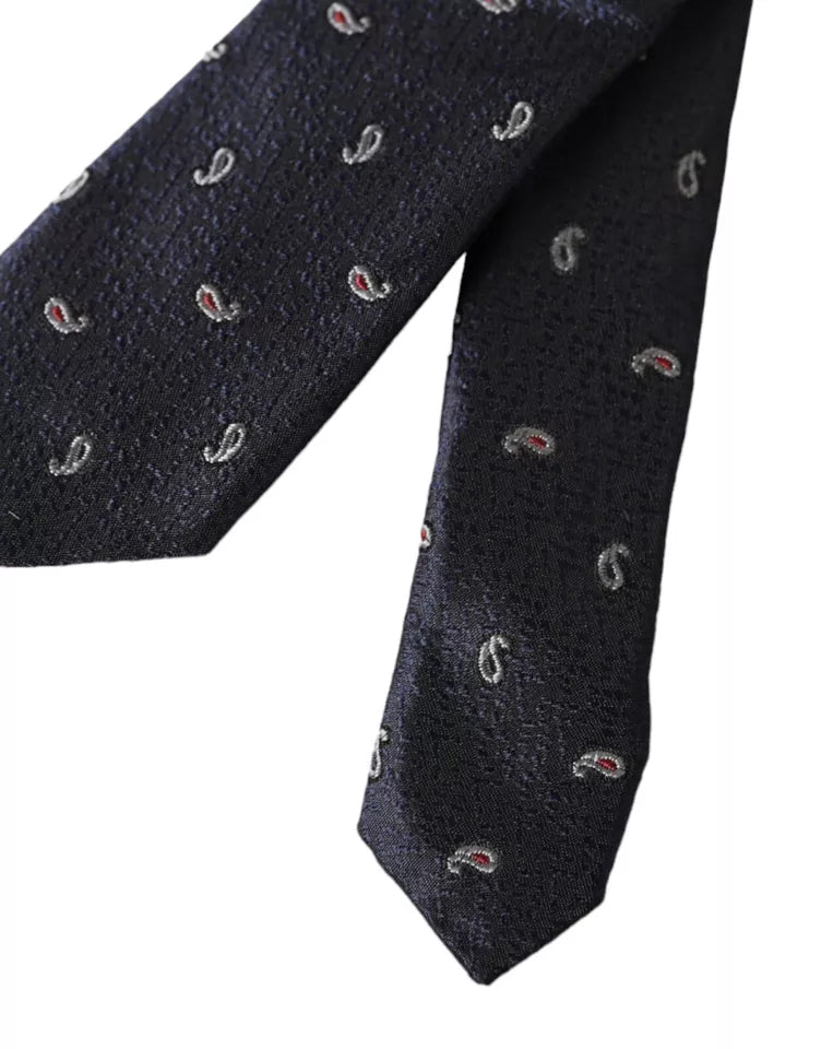 Dolce & Gabbana Dark Blue Fantasy 100% Silk Adjustable Men Tie