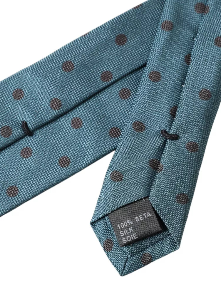 Dolce & Gabbana Green Black Polka Dot Silk Adjustable Men Tie