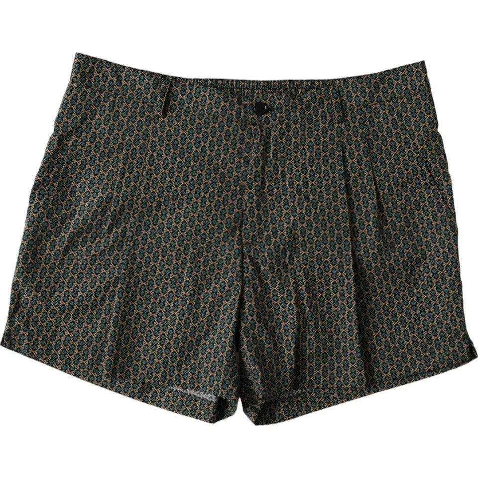 Dolce & Gabbana Brown Patterned Beachwear Swim Shorts Swimwear