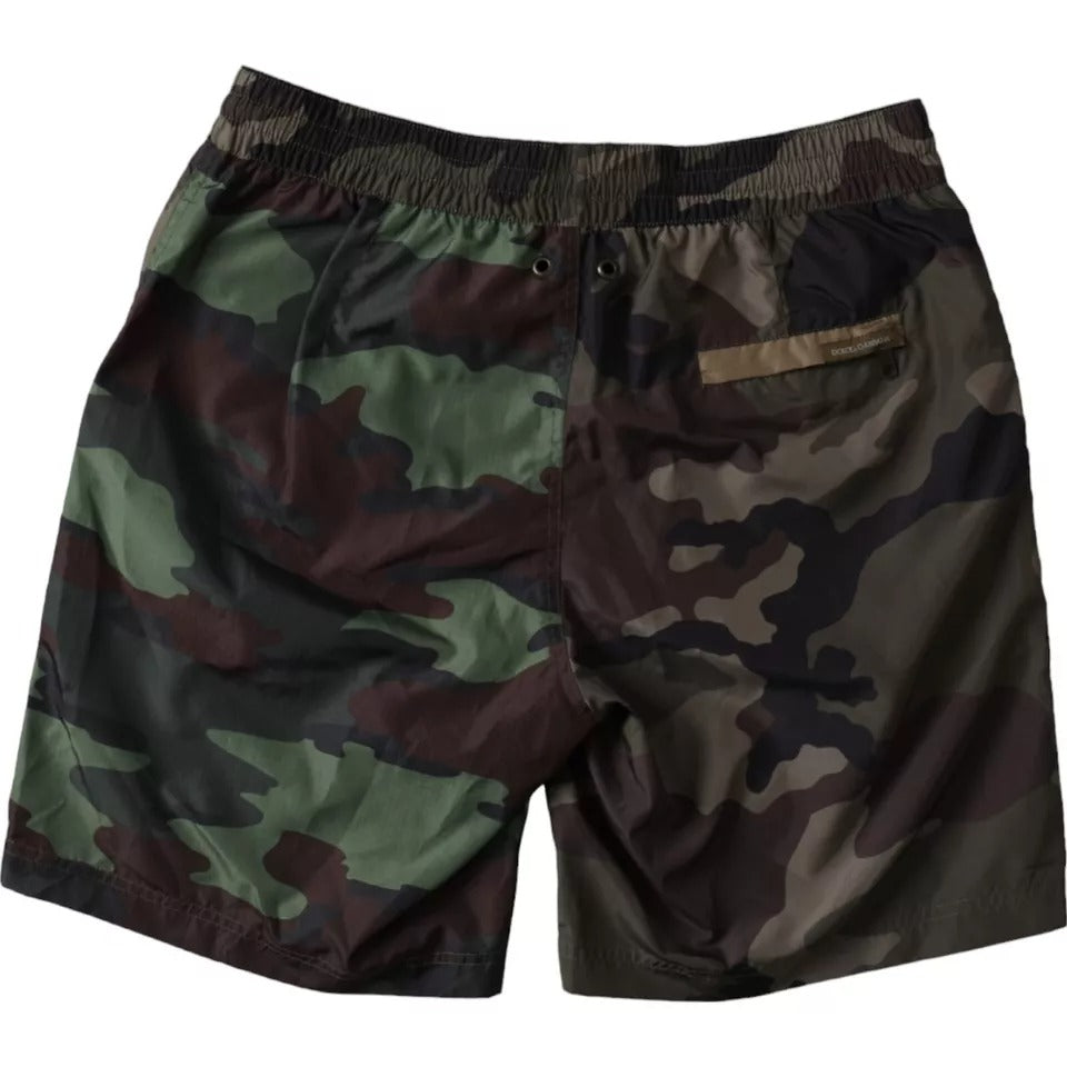 Dolce & Gabbana Multicolor Camouflage Patchwork Beachwear Shorts Swimwear